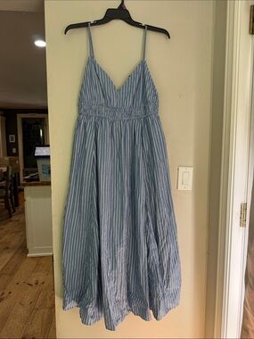 American Eagle Outfitters Blue and White Striped Maxi Dress